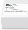 0.80um Polycarbonate Membrane Filters 200 x 250 mm, 30/pk F116