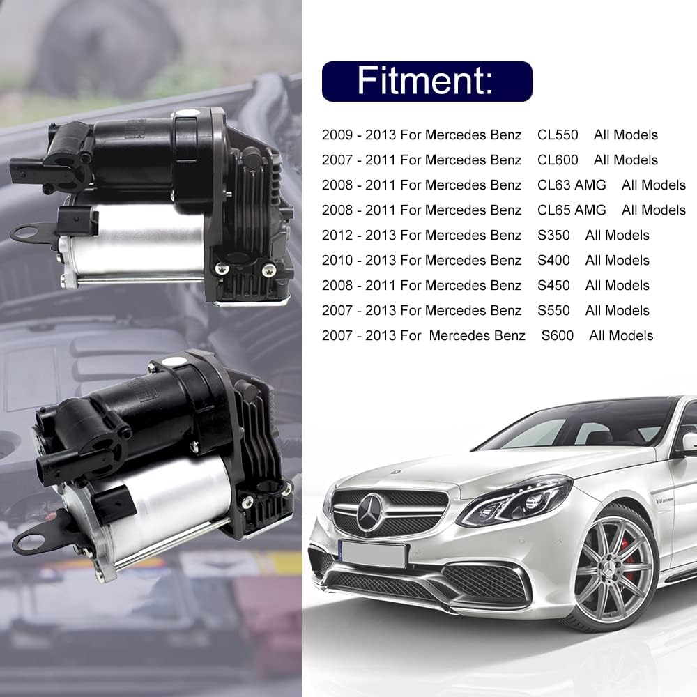 Air Suspension Compressor for Mercedes W221 CL216 S350 S400 S450 S550 S600 S63 AMG Air Ride Pump Remanufactured Q98821