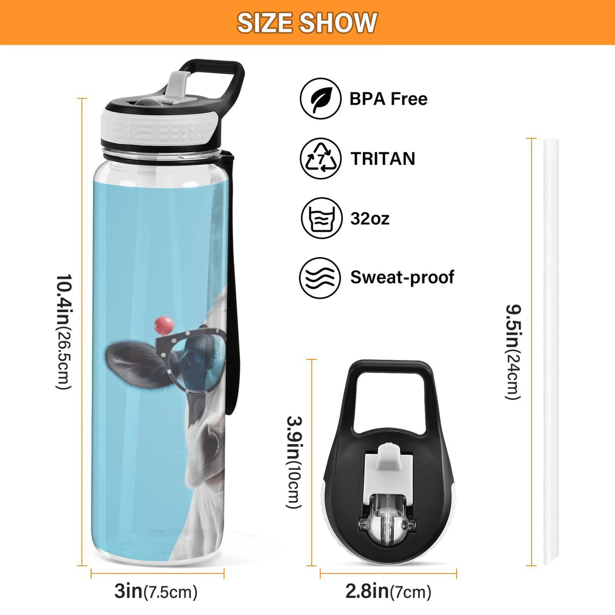 32oz Leakproof Tritan Sports Water Bottle with Straw I836838
