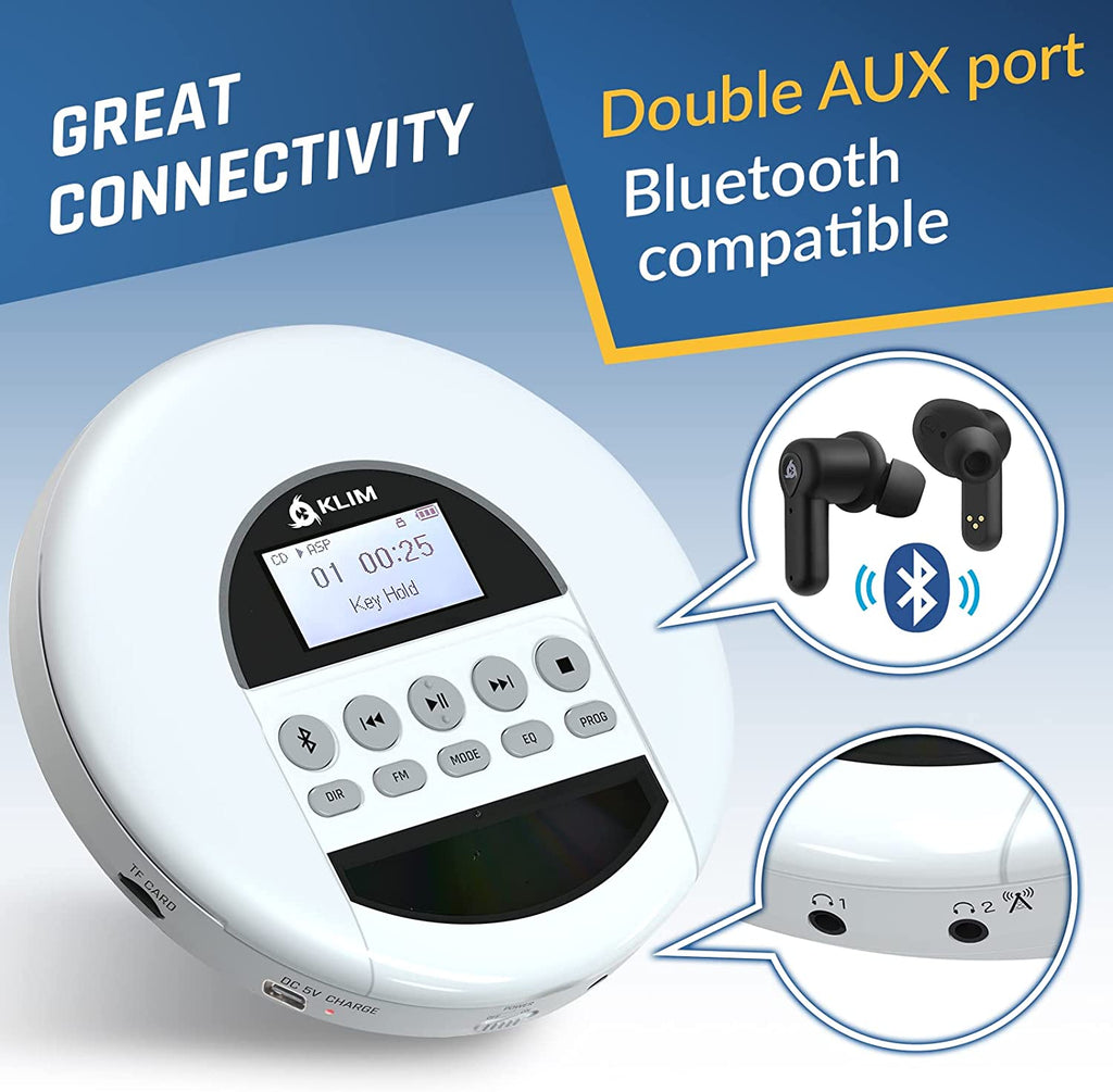 Portable CD Player with Bluetooth, White Y333