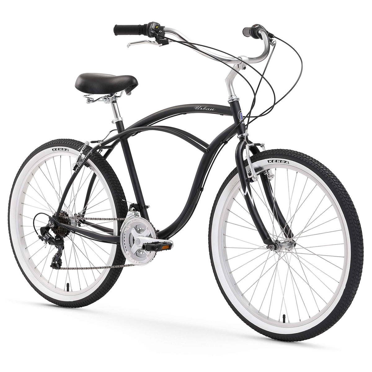 Matte Black 26x22 21 Speed Beach Cruiser Bicycle Q34260
