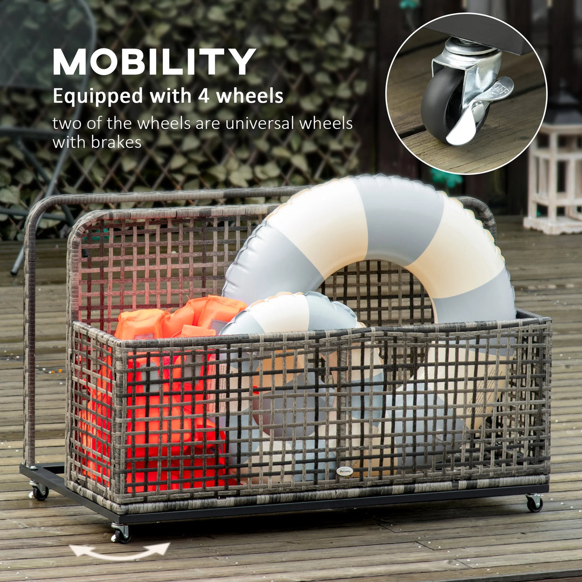 Dark Grey Pool Float Storage with Wheels T59043