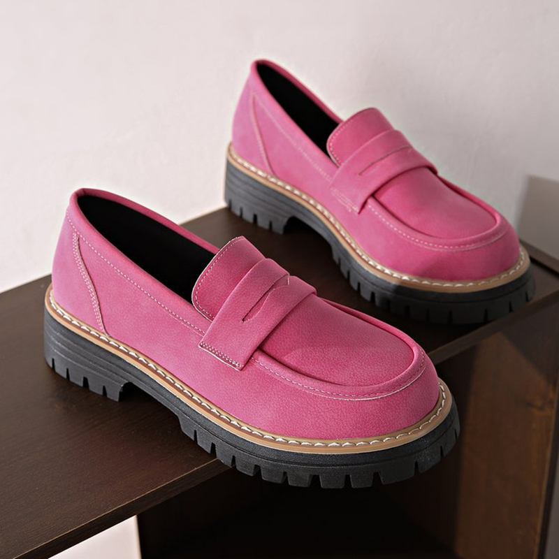 Women's Casual Matte Block-Heel Platform Shoes