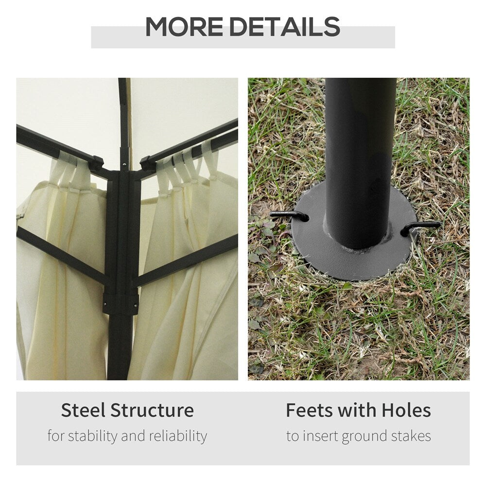 Double Vented Roof Patio Gazebo with Steel Frame and Curtain Sidewalls I6031