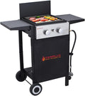 Black 2 Burner Flat Top Gas Griddle with Lid D920785