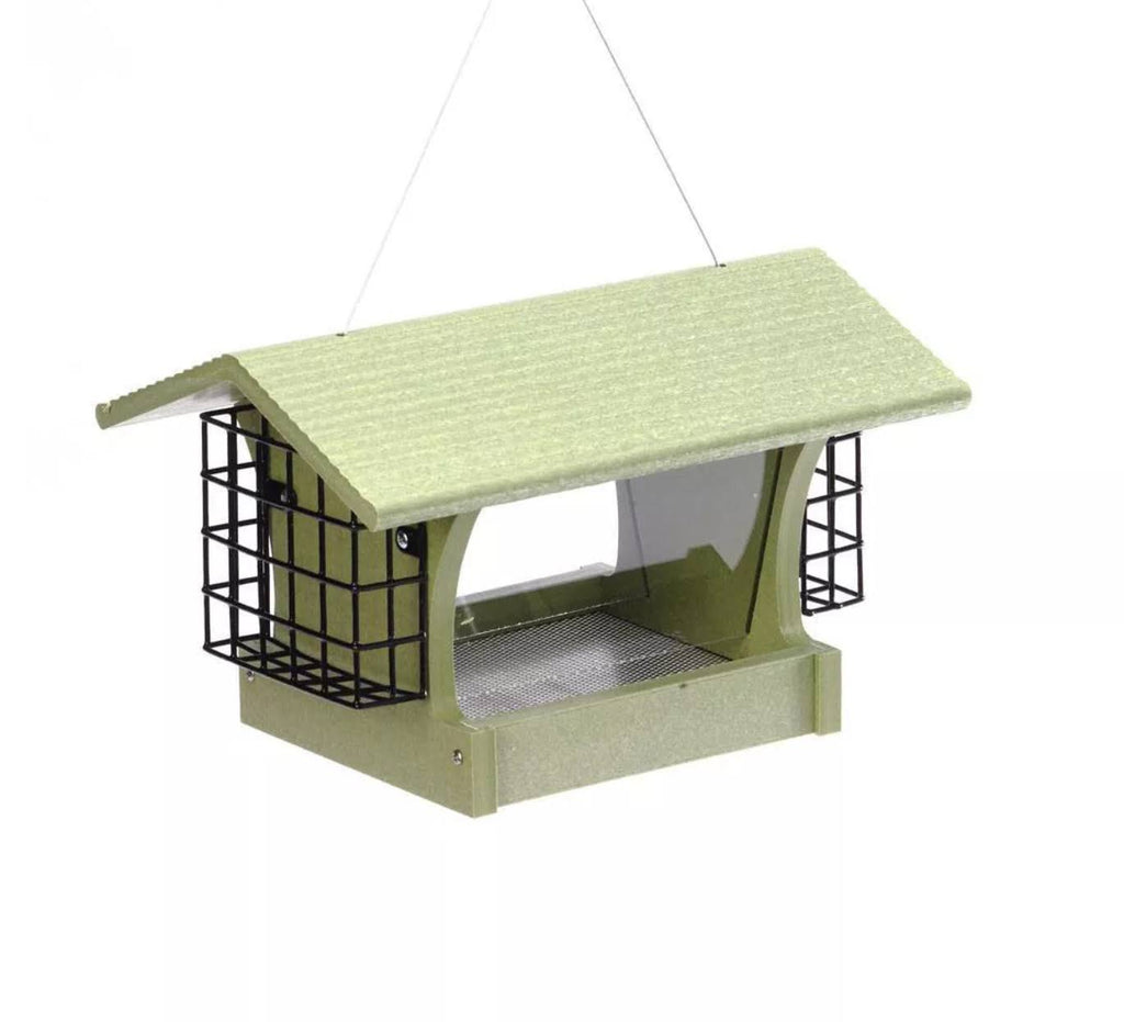 Recycled Medium Hopper Bird Feeder with Suet Cages M5400