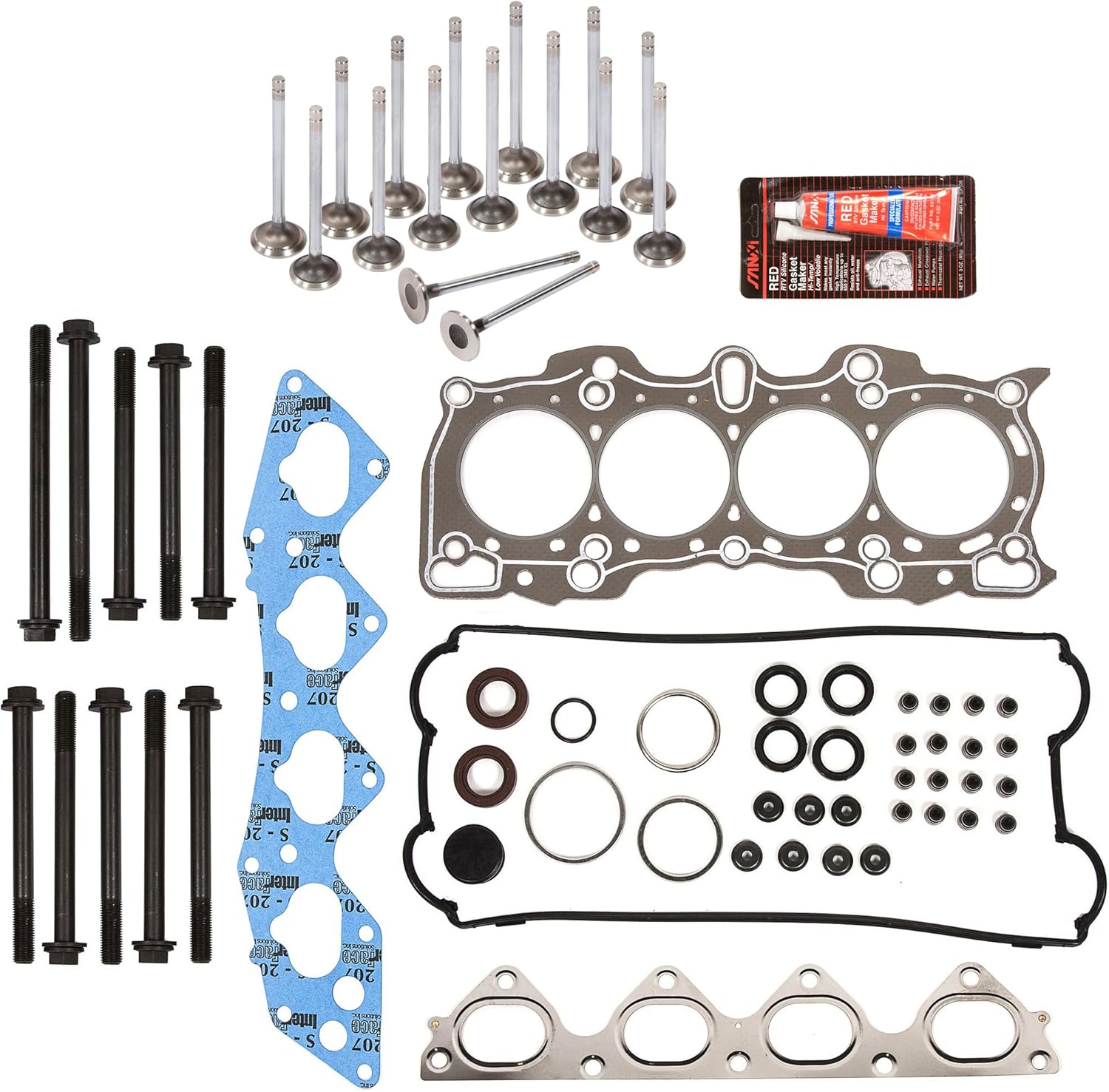 Head Gasket Set with Head Bolts Intake Exhaust Valves for Honda CR-V 2.0L DOHC 16V M79210
