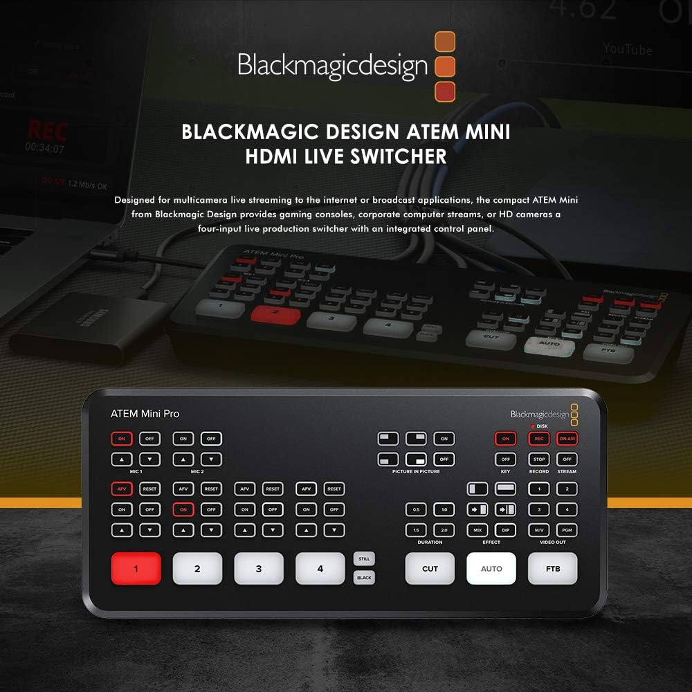 ATEM Mini Pro HDMI Live Stream Switcher with Basic Accessory Bundle O634