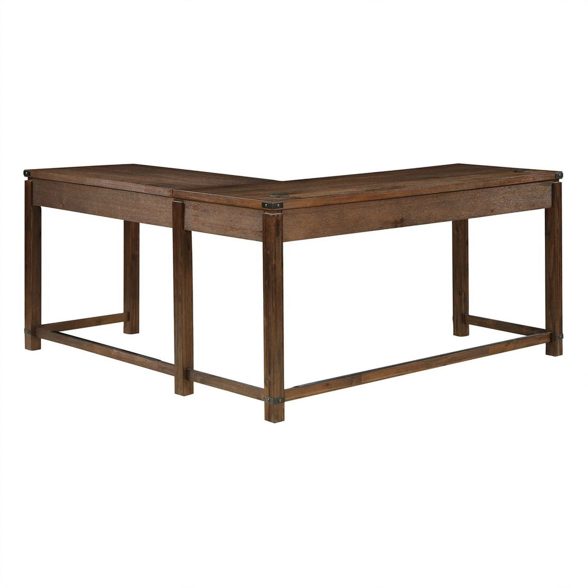Brushed Walnut Engineered Wood Sit-to-Stand L-Desk O839