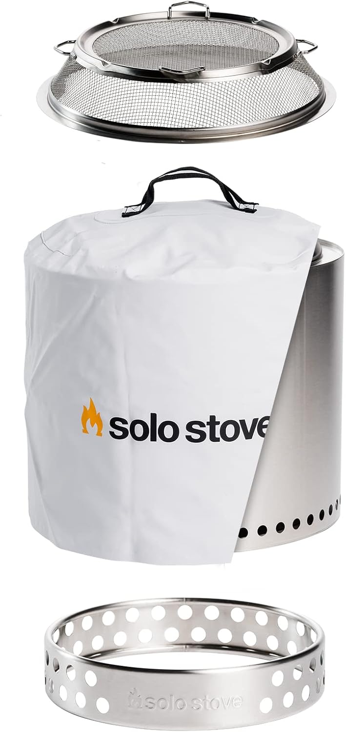 27x17 Inches Portable Wood Burning Smokeless Fire Pit with Camp Stove Accessories Q768606