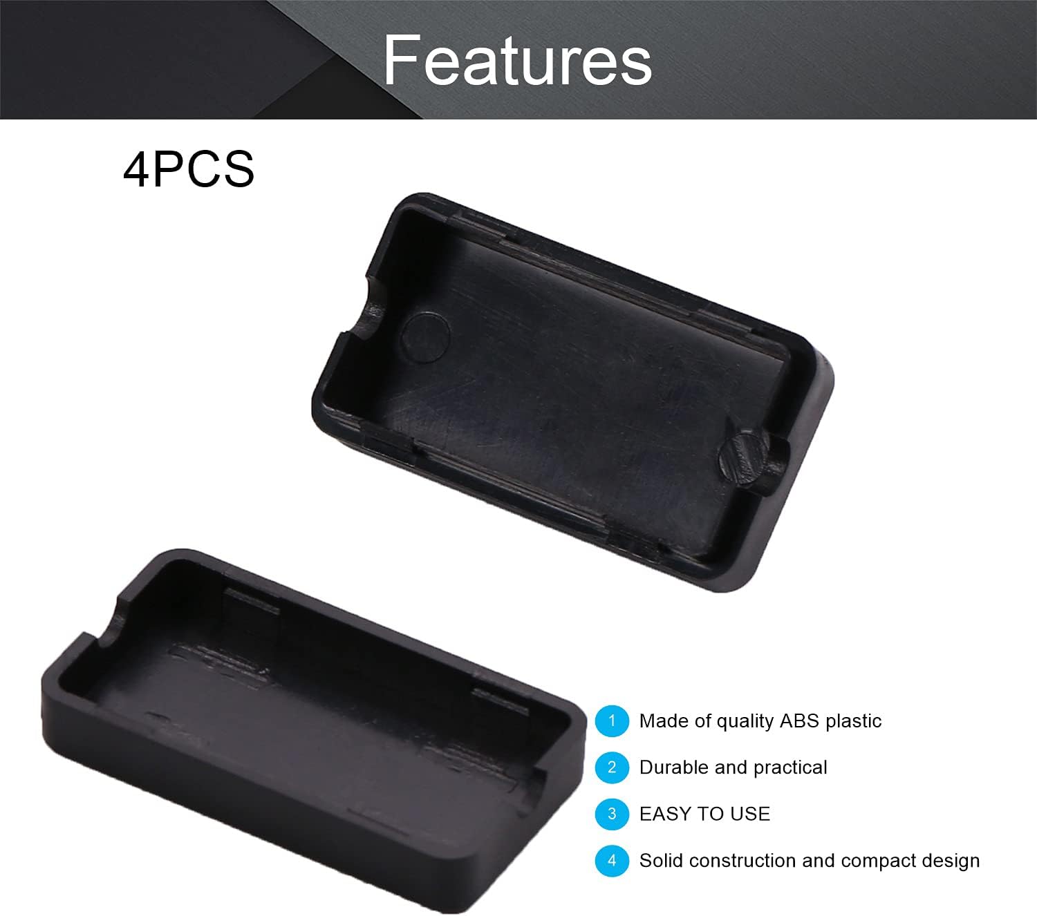 Black ABS Plastic Junction Box with Ear G66594
