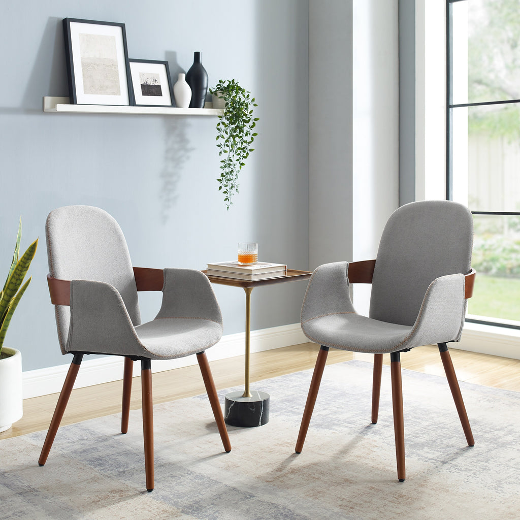 Dark Grey Upholstered Accent Side Chairs with Bamboo Legs Set of 2 U19990