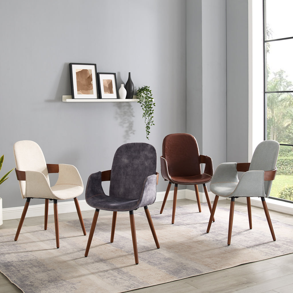 Dark Grey Upholstered Accent Side Chairs with Bamboo Legs Set of 2 U19990