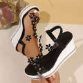 Floral Rhinestone Fairy-Style Platform Sandals