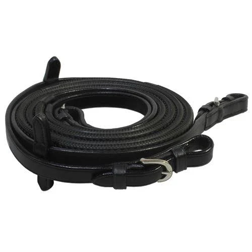 Black Rubber Reins with Buckles E226
