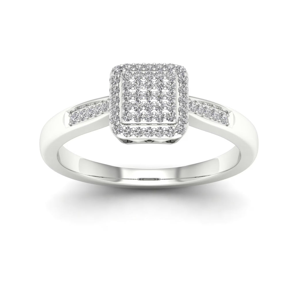 Sterling Silver Square Shape Engagement Ring W928031