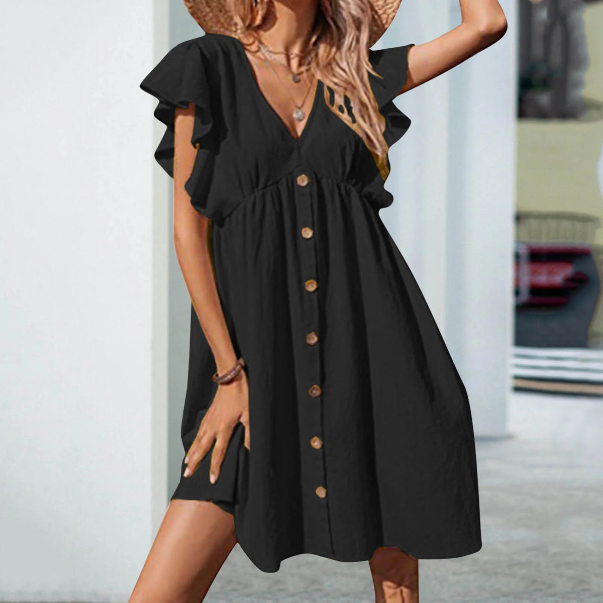 Cotton Midi Button Down Dress S491