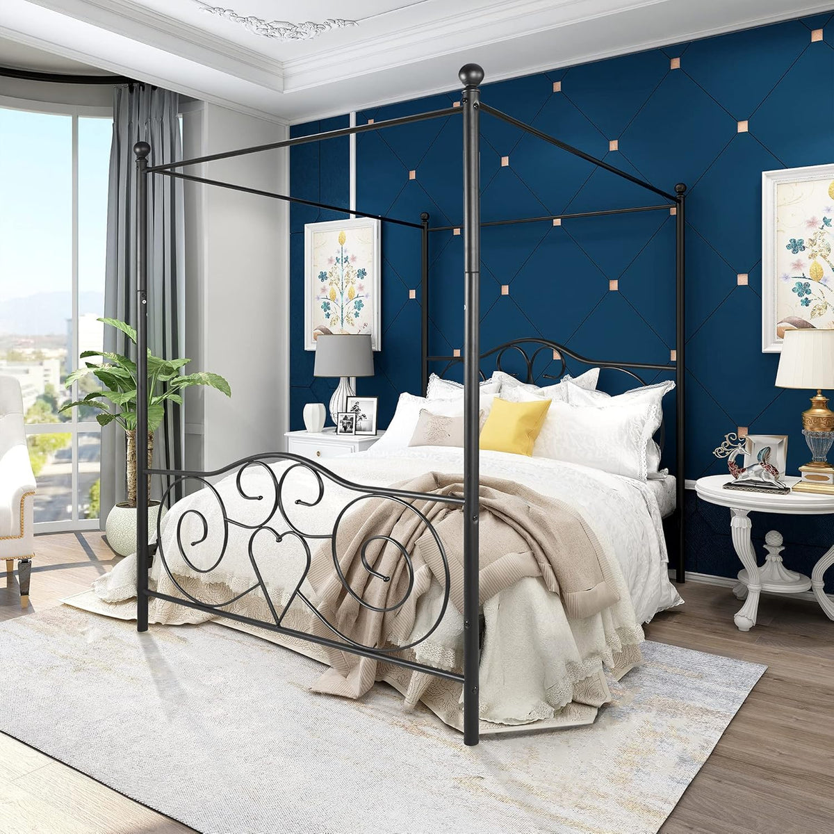 Sand Black Full Platform Bed Frame with Headboard and Footboard K994