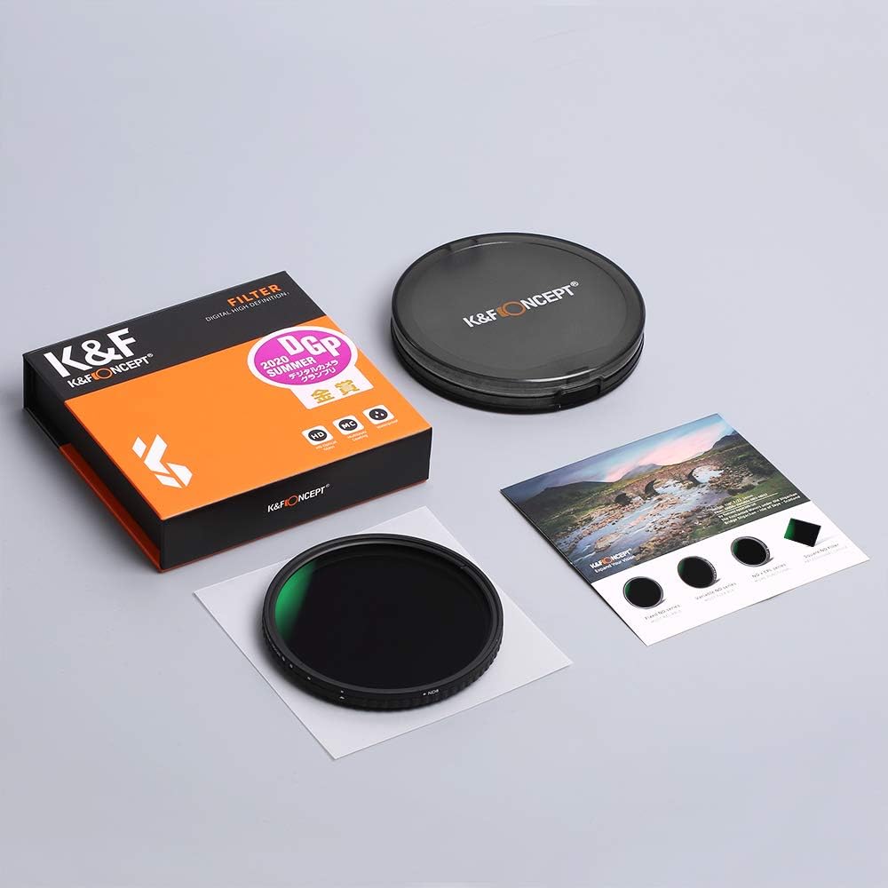 55mm Variable ND Filter ND8-ND128 (3-7 Stop) Hydrophobic VND Filter Pack of 2 B109