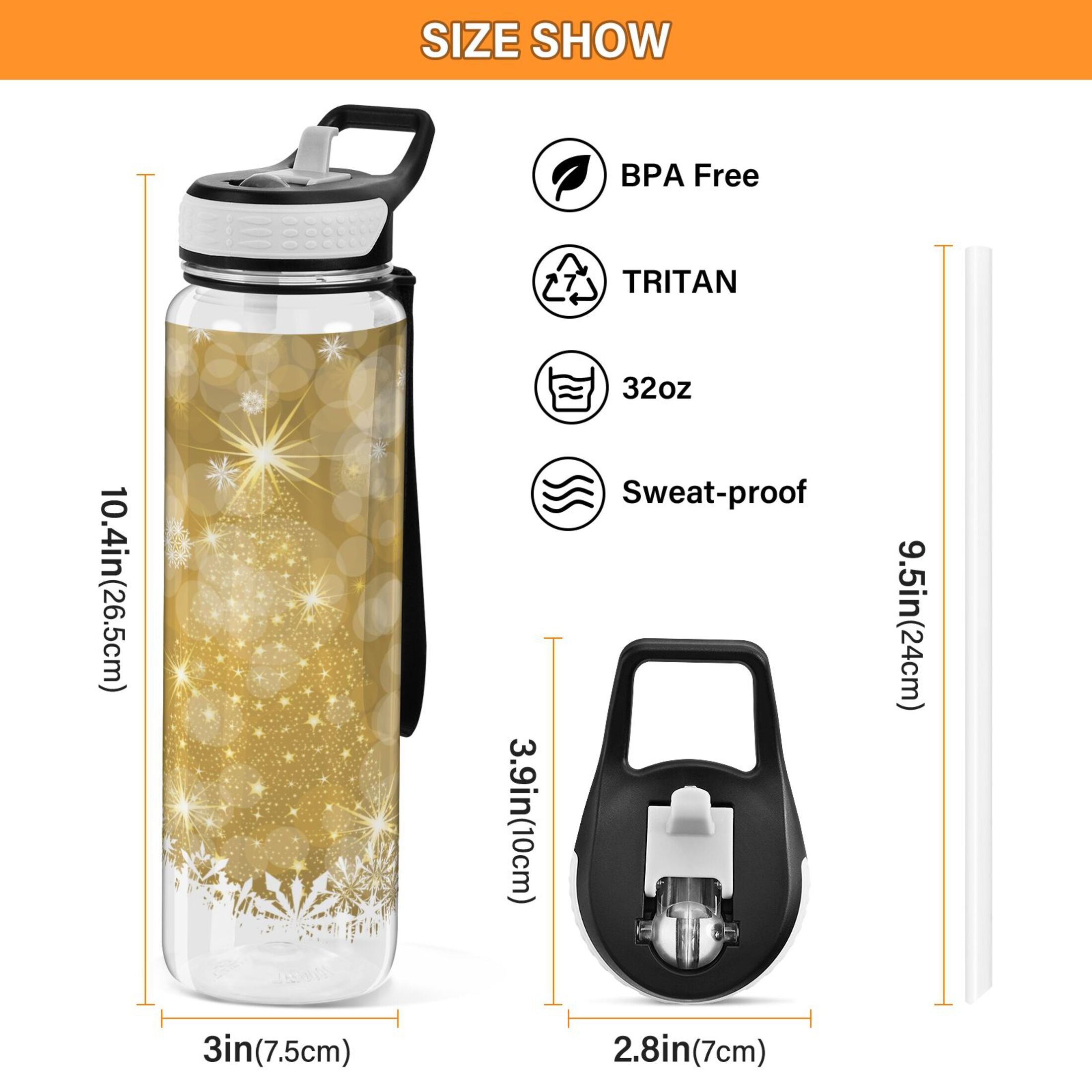 Golden 32oz Tritan Water Bottle with Straw A1676