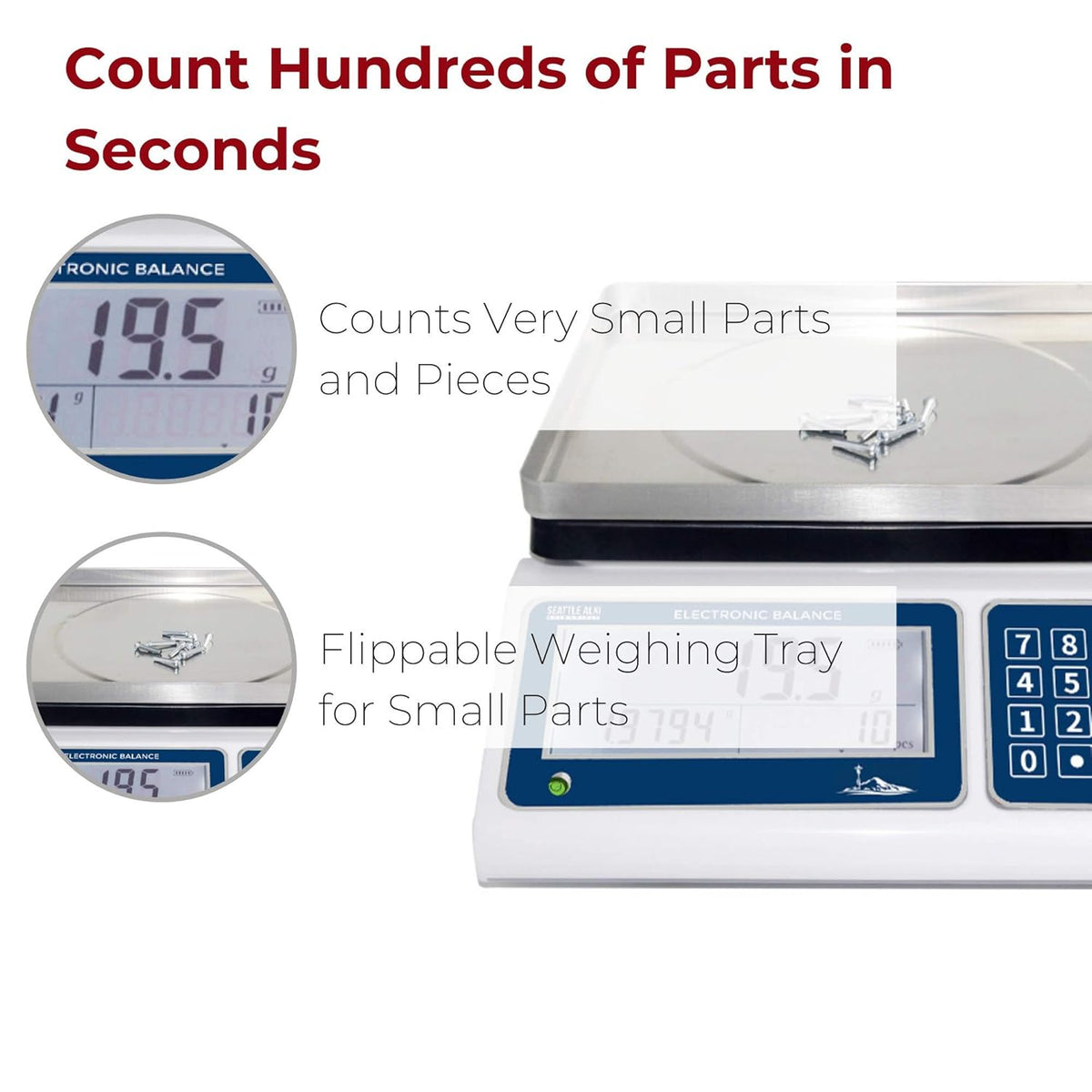 Industrial Counting Scale with 30kg Capacity and 0.5g Accuracy E712924