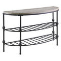 Golden Oak and Matte Metallic Gray Sofa Table with Wood Top D12846