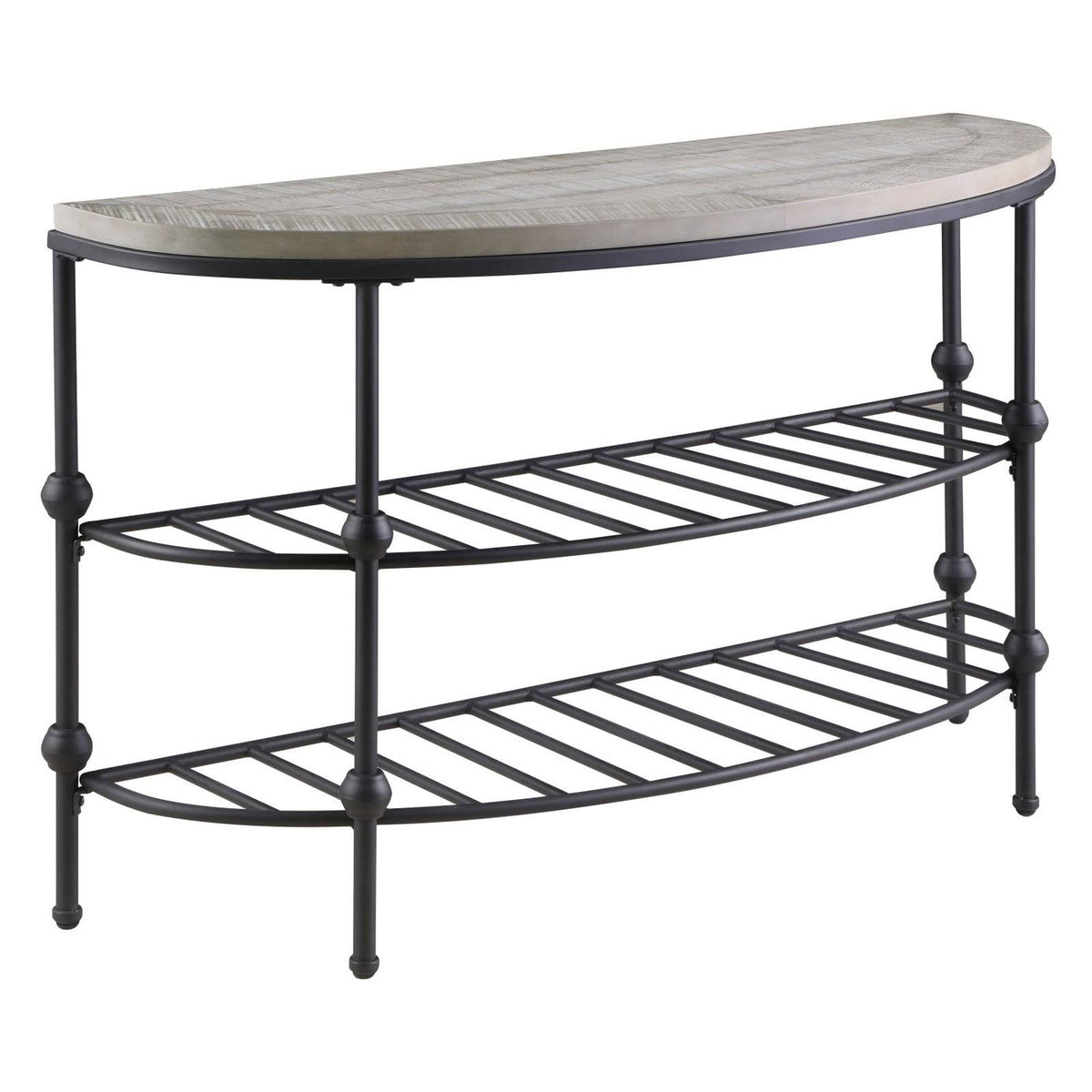 Golden Oak and Matte Metallic Gray Sofa Table with Wood Top D12846
