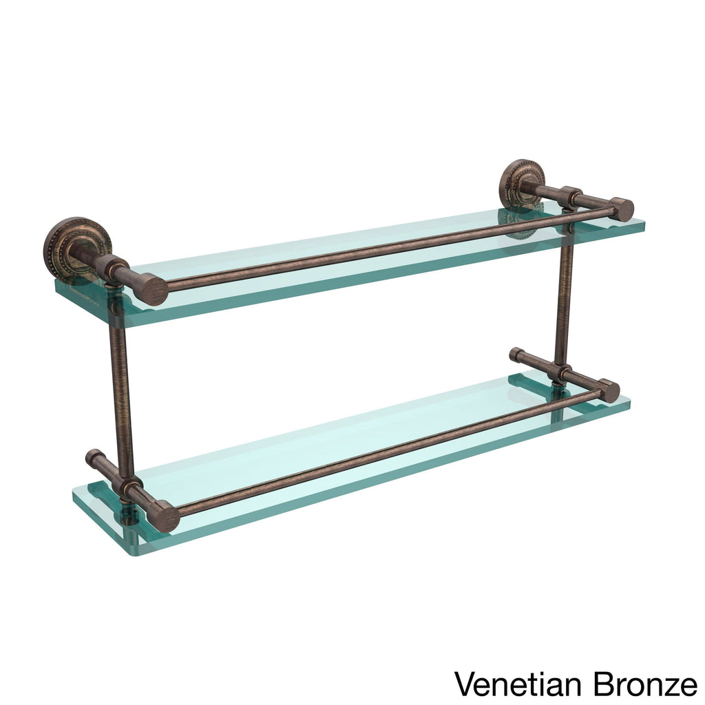 Double Glass Shelf with Gallery Rail - Venetian Bronze - 22 inch U5491