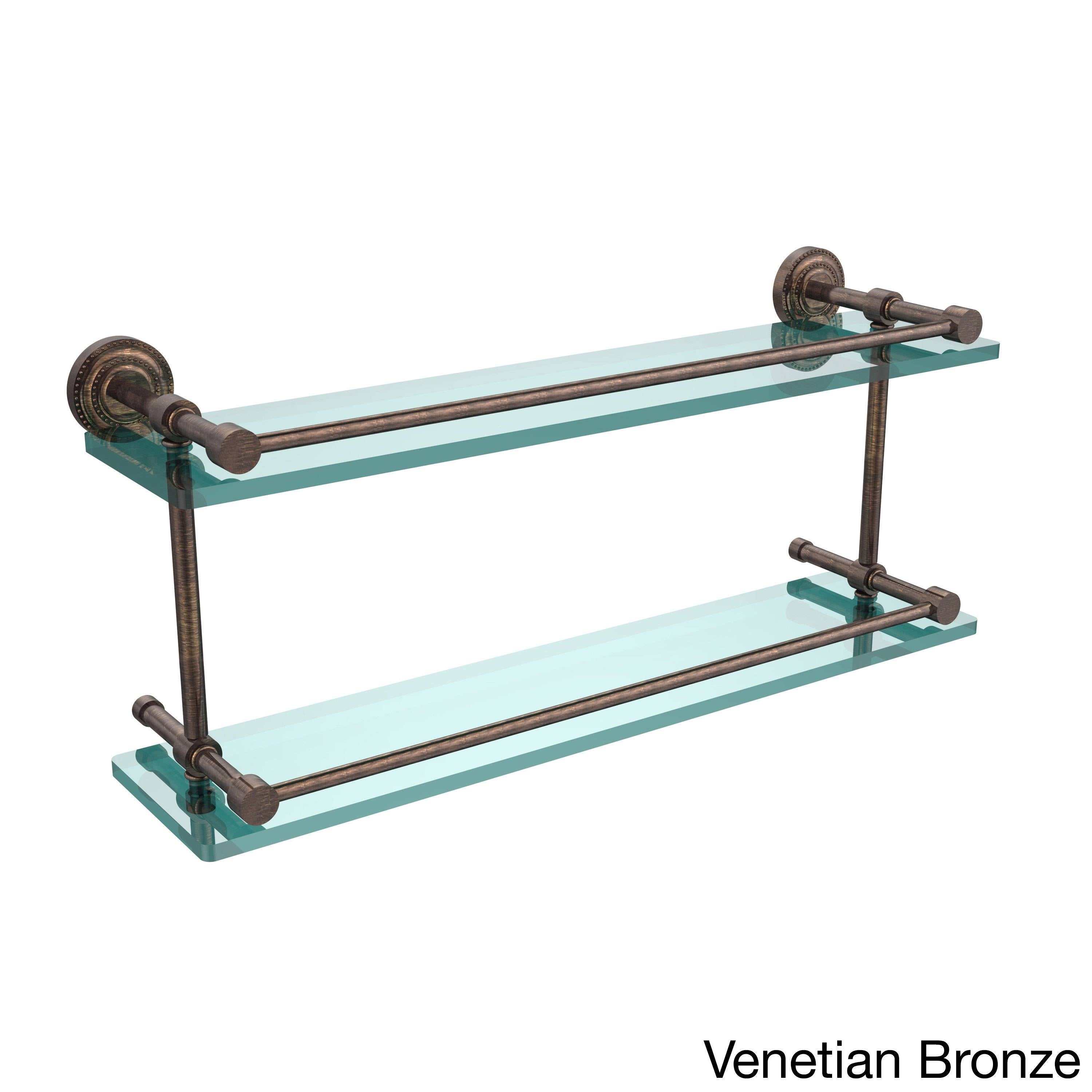 Double Glass Shelf with Gallery Rail - Venetian Bronze - 22 inch U5491