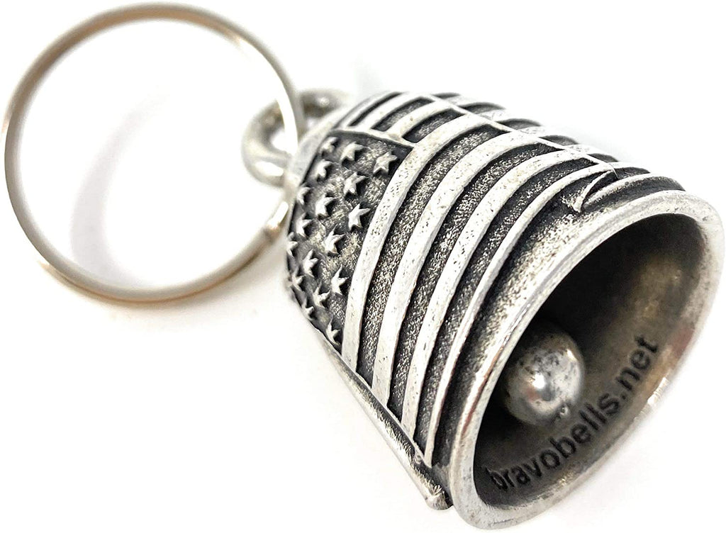 US Flag Motorcycle Biker Bell Key Chain D59225