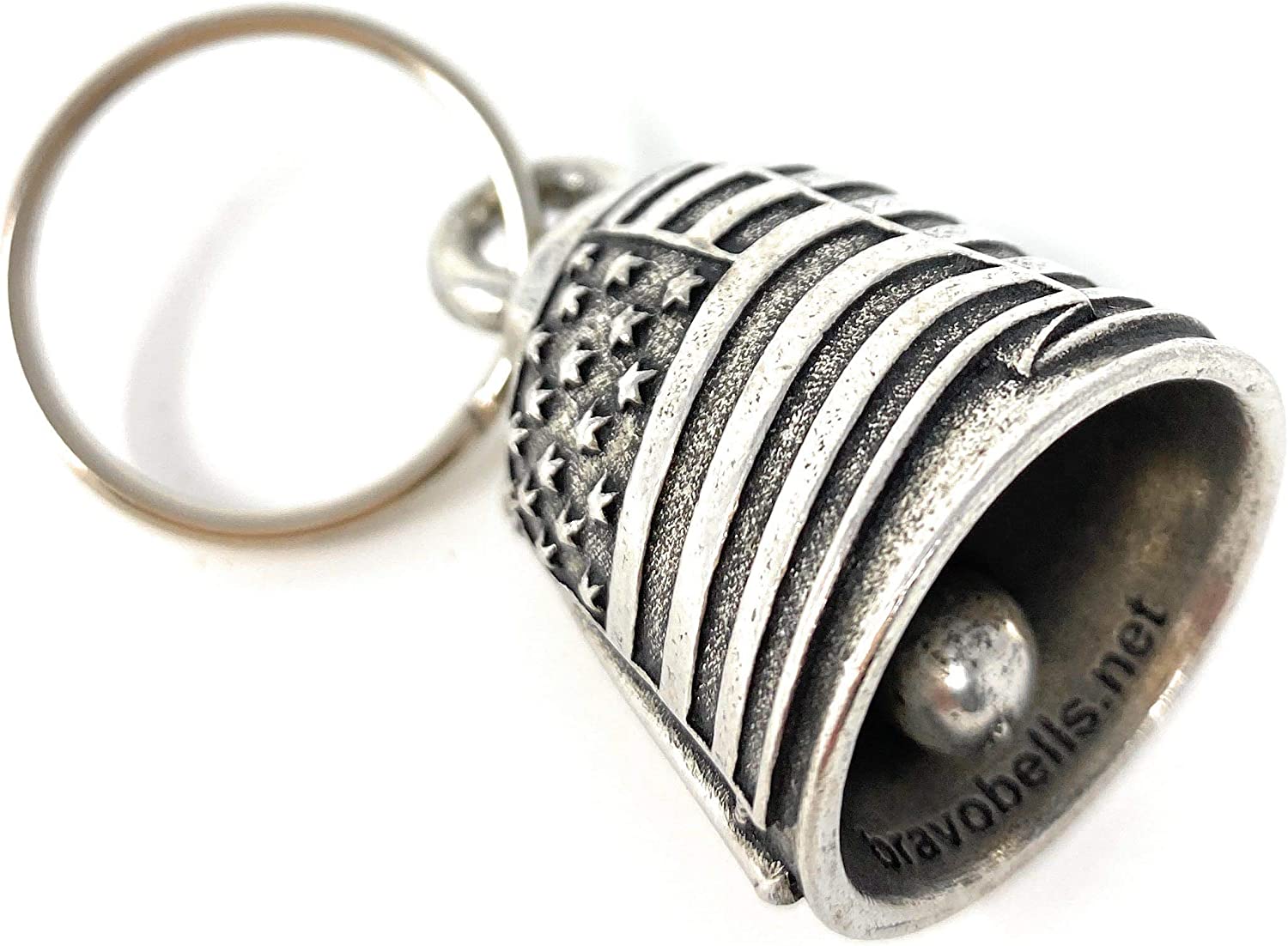 US Flag Motorcycle Biker Bell Key Chain D59225