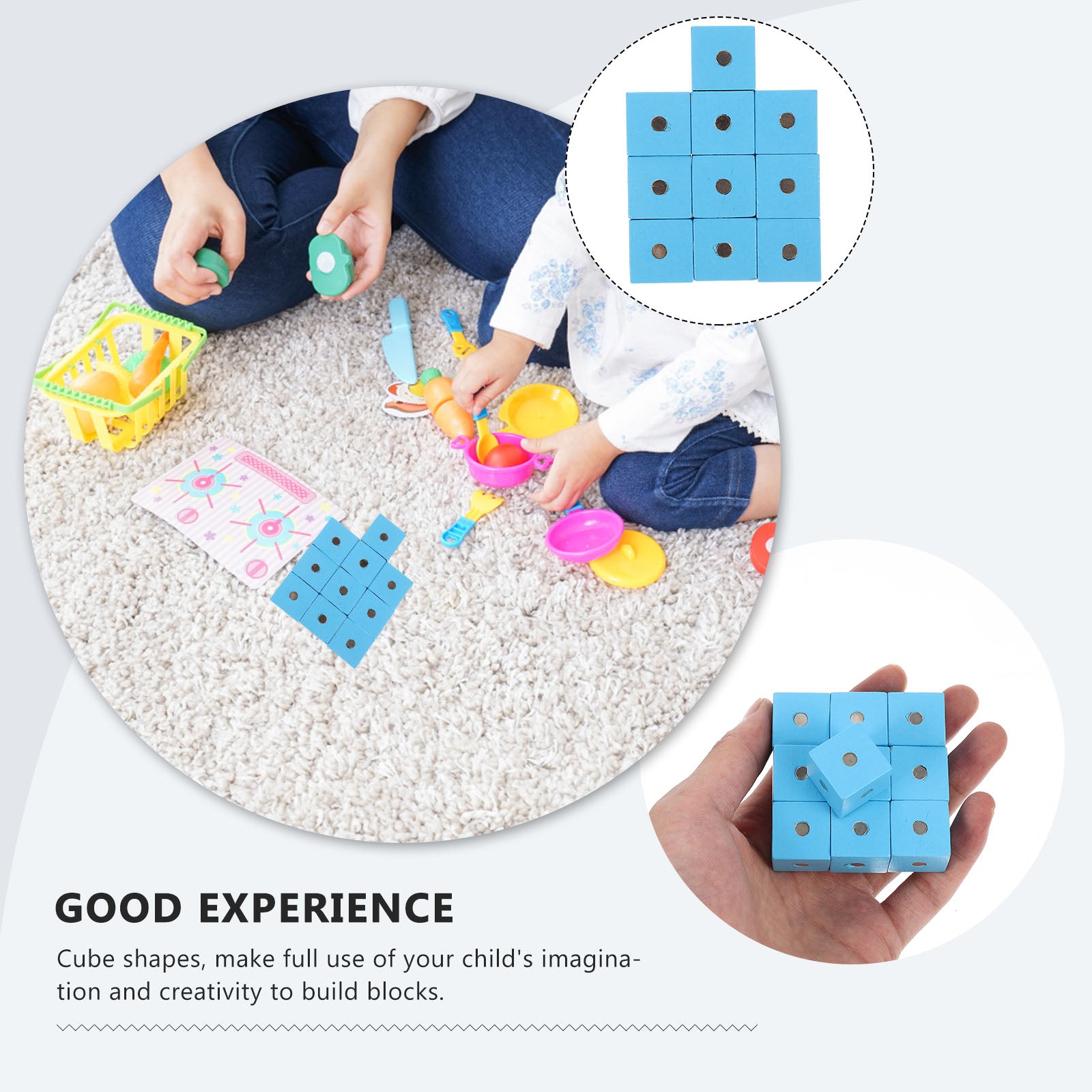 10 Pcs Magnetic Wooden Building Blocks J269135