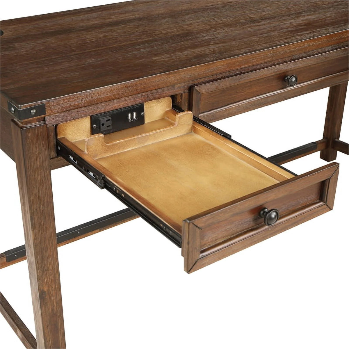 Brushed Walnut Engineered Wood Sit-to-Stand L-Desk O839