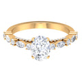 14K Yellow Gold Oval Moissanite Engagement Ring with Side Stones E99782
