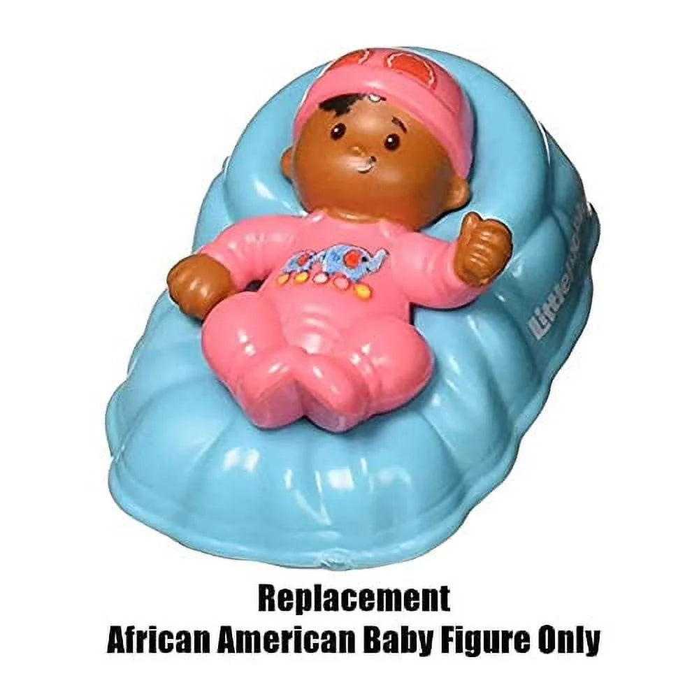 African American Baby Figure with Blue Basket and Pink Outfit C206