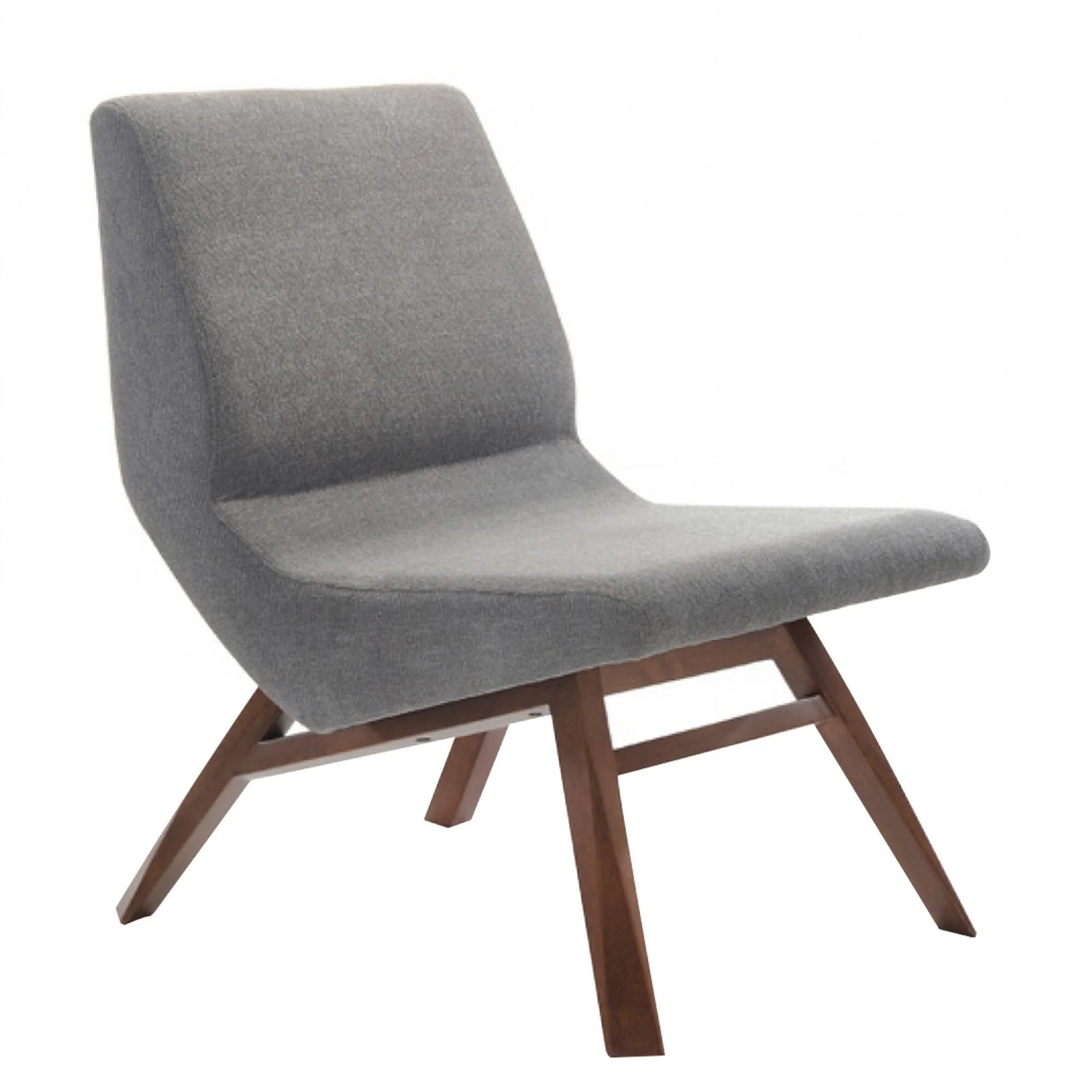 Walnut Gray Wood Side Chair with Ottoman R23673