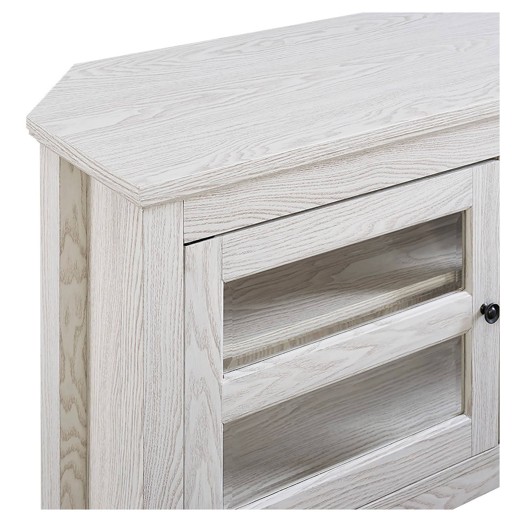 White Wood Corner TV Media Stand Storage Console X62558