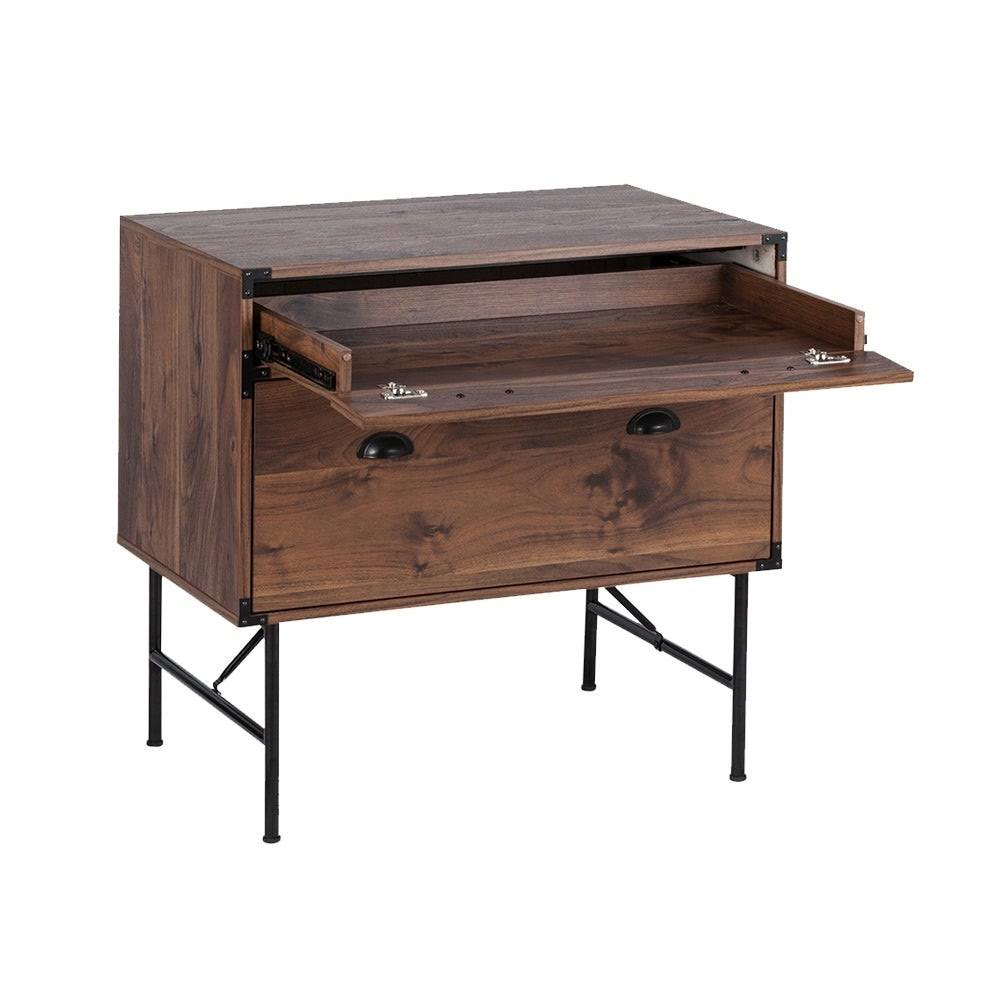 1-Drawer Lateral File Cabinet with Tray - Walnut - Legal O9816