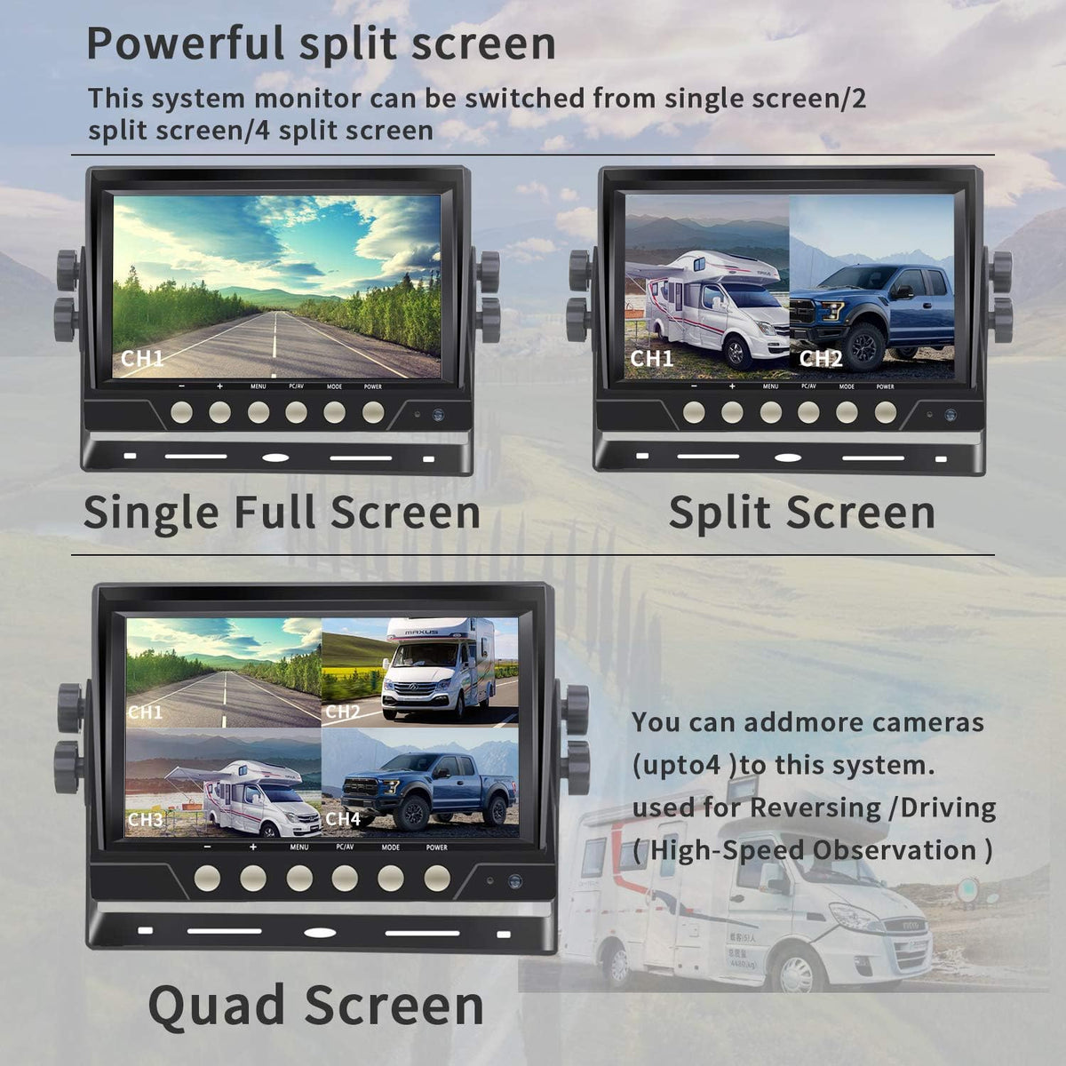 7'' Wireless Rear View Camera System with DVR Monitor L39646