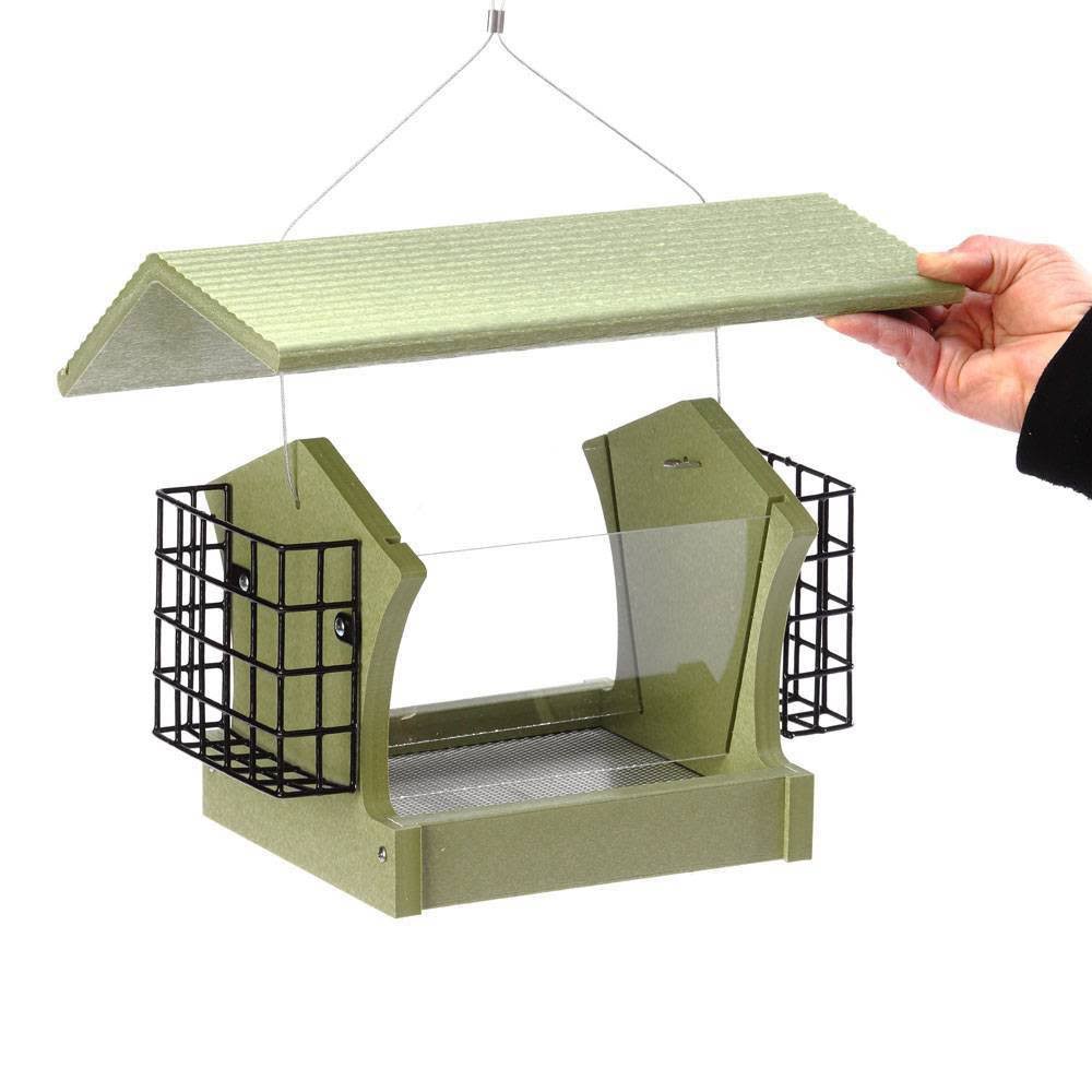 Recycled Medium Hopper Bird Feeder with Suet Cages M5400