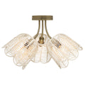 Gold and White Rattan and Metal Ceiling Light W868674