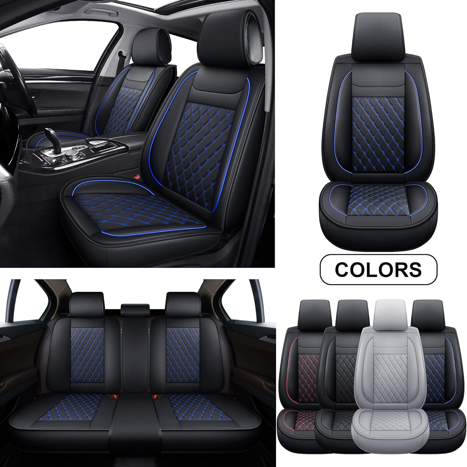 Full Set Faux Leather Car Seat Covers G405844