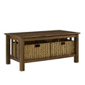 Dark Walnut Coffee Table with Woven Baskets I566