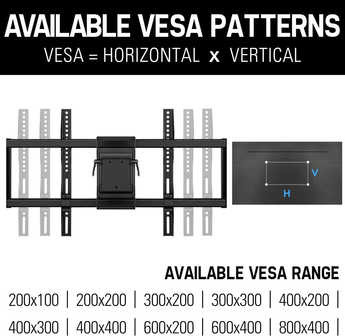 TV Wall Mount Full Motion for 42-84" TVs up to 132LBS, Max VESA 800x400mm D895287