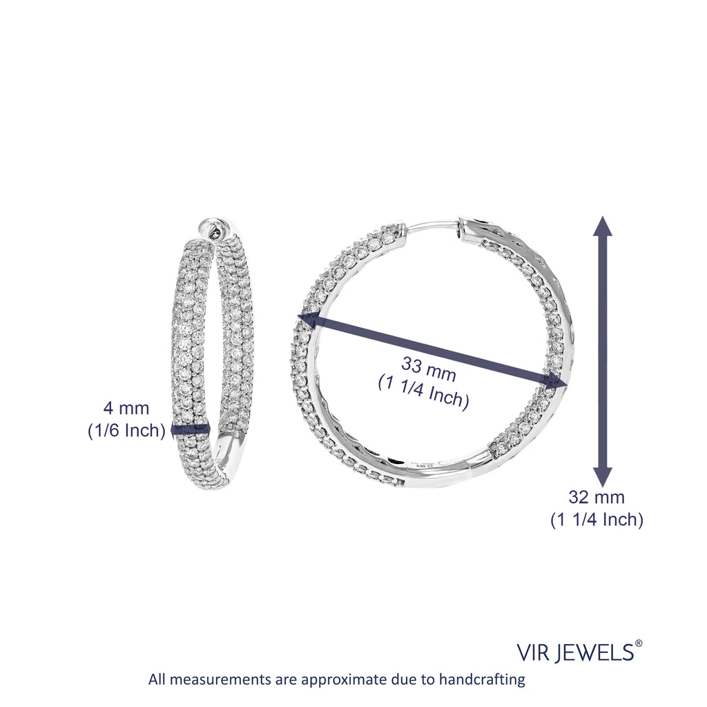 4 CTTW Lab Grown Diamond Hoop Earrings 925 Sterling Silver A81125