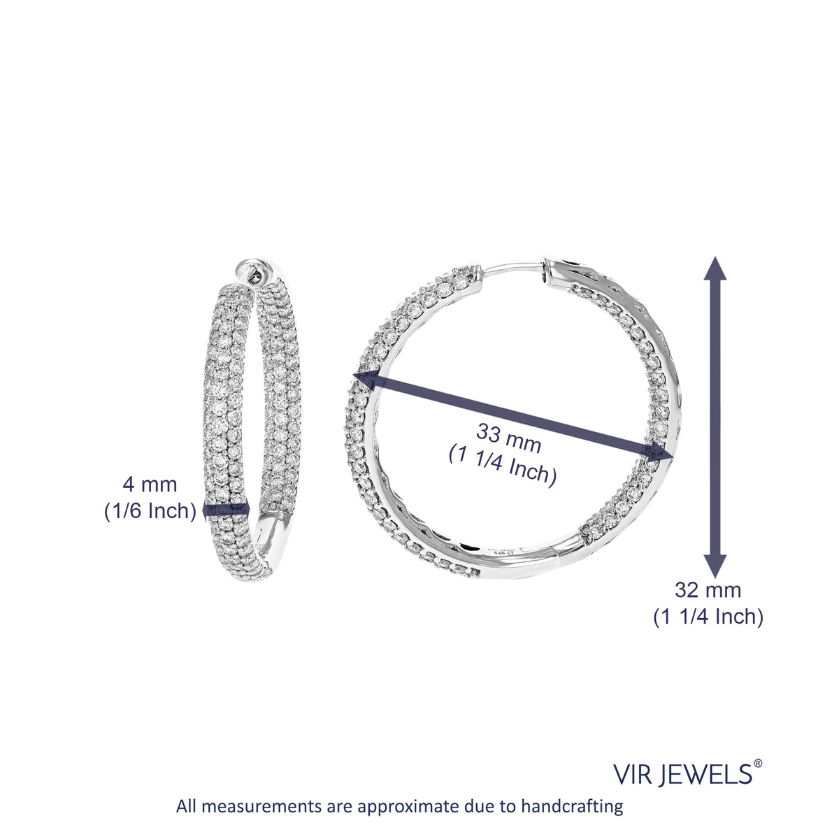 4 CTTW Lab Grown Diamond Hoop Earrings 925 Sterling Silver A81125