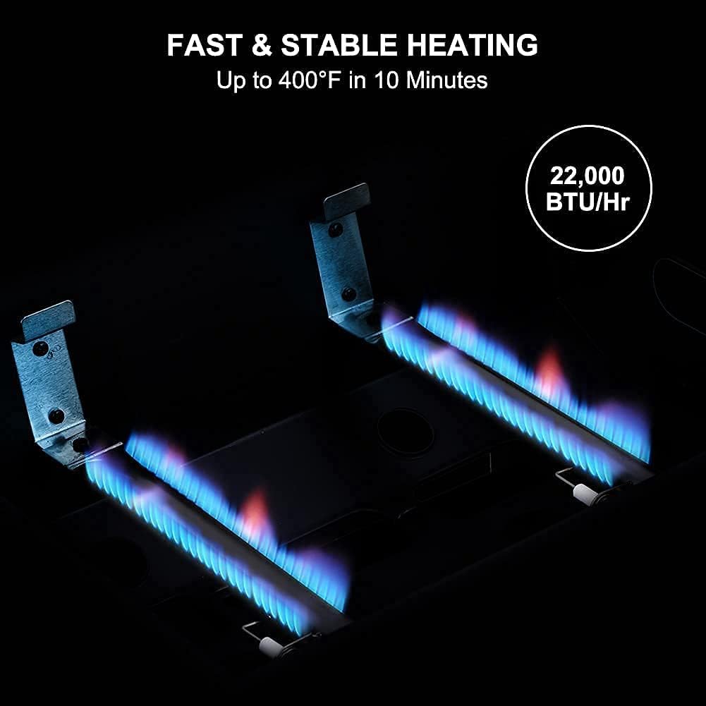 Black 2 Burner Flat Top Gas Griddle with Lid D920785