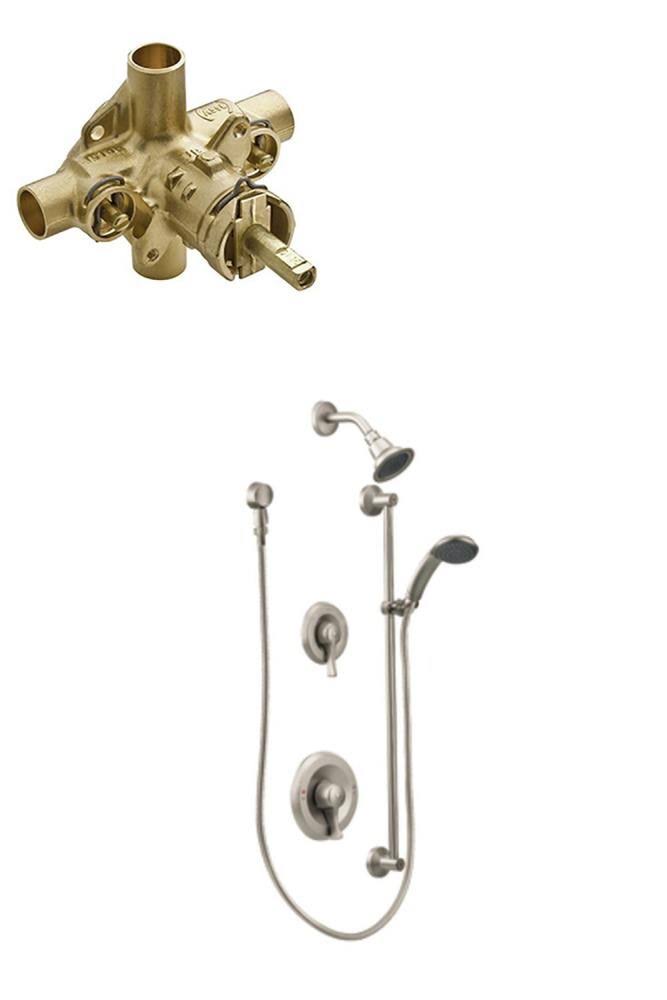 Brushed Nickel 2-Handle Shower Faucet with Valve G238