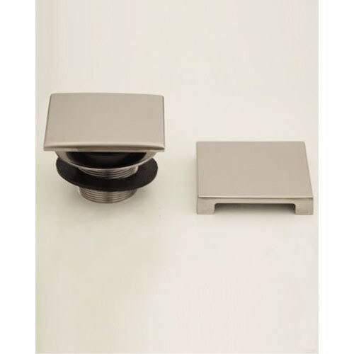 Satin Chrome Toe Control Drain Strainer with Square No Hole Faceplate W949