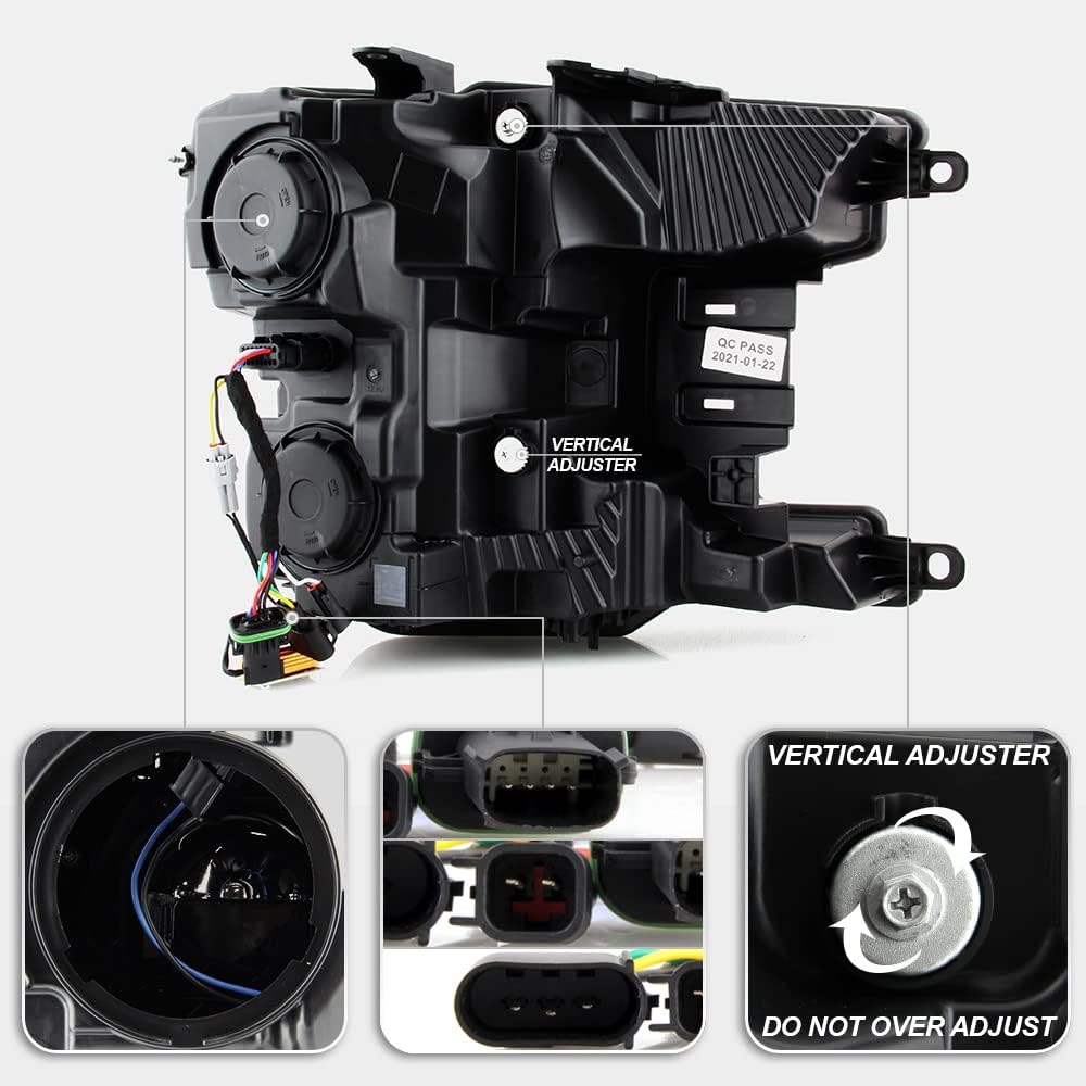 Black Amber LED Tube Sequential Signal Projector Headlights Left+Right T389005